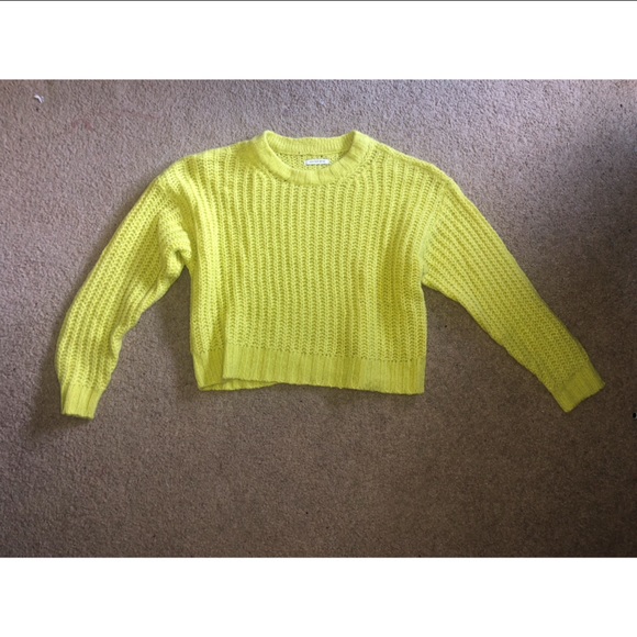 American eagle yellow crop sweater large - Picture 1 of 2